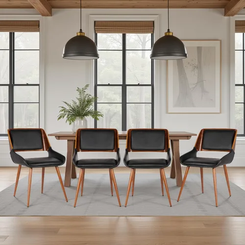 Miniatura 22 de Armen Living Silla de comedor Panda en tela gris y acabado de madera de nogal, 25 pulgadas de profundidad x 20 pulgadas de ancho x 31 pulgadas