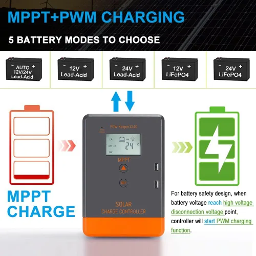 Miniatura 2 de Controlador de Carga Solar MPPT 12V 24V 30 Amperios, Controlador MPPT 30A Regulador Solar 30A con Pantalla LCD para Carga de Baterías AGM, Gel
