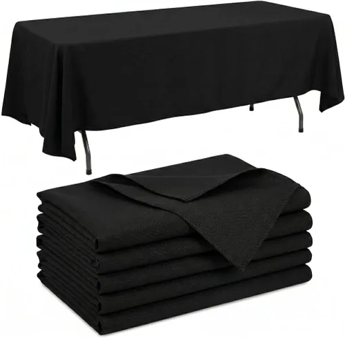 Miniatura 19 de Mantel rectangular de poliéster, manteles para mesas rectangulares de 6 pies, manteles de tela decorativa lavable para bodas, banquetes y campamento