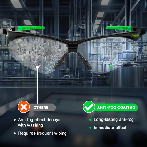 Miniatura 8 de ProtectX Gafas de seguridad para hombres y mujeres, lentes de sol de seguridad con lentes antivaho resistentes a los arañazos, agarres Evergreen