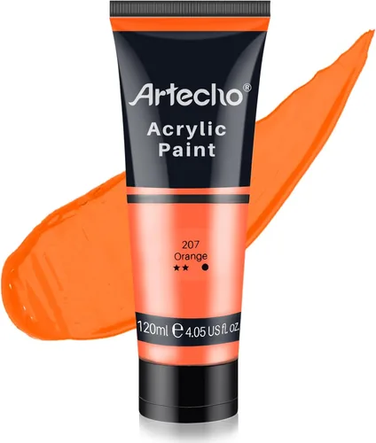 Miniatura 8 de Artecho - Pintura acrílica blanco titanio (120 ml / 4.05 oz), tubos de pintura para manualidades artísticas sobre lienzo, piedra, roca, madera
