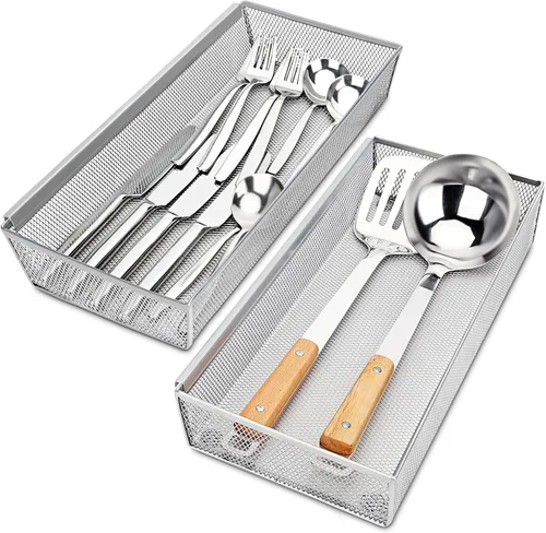 Miniatura 8 de Smgmg Organizador de cajones de cubiertos, organizador de cubiertos para cajón, paquete de 6 organizadores de utensilios para cajones de cocina