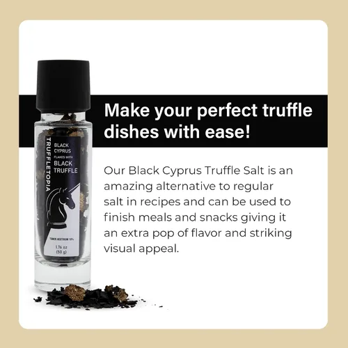 Miniatura 2 de Truffletopia Molinillo de sal de Chipre negra y trufa negra con trufas reales, sabroso, 1.76 onzas