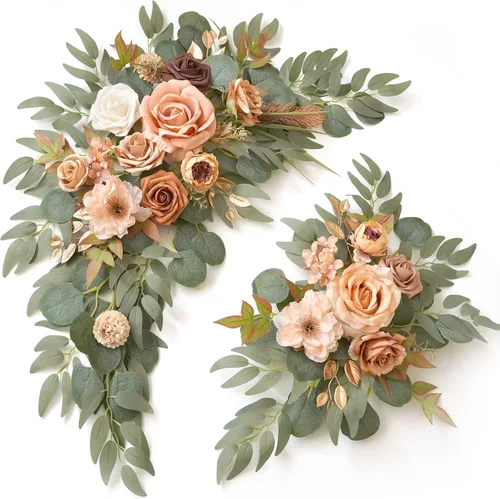 Miniatura 11 de Muhanjia Letrero de boda con estampado de flores sintéticas (paquete de 2) para ceremonia, fiesta, recepción, entrada, decoración floral, caballete