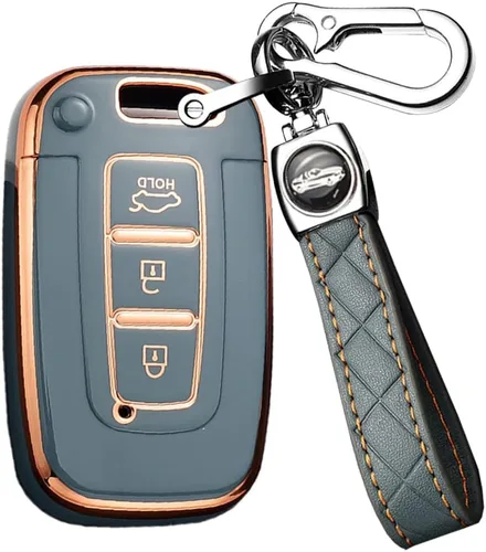 Miniatura 12 de ontto Funda para llave de coche con llavero compatible con Hyundai llavero duradero para Elantra GT Genesis Genesis Coupe Sonata Veloster Beige