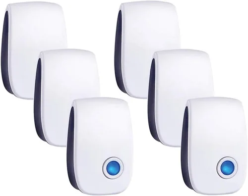 Paquete de 6 repelentes ultrasónicos de control de plagas, enchufe electrónico repelente de plagas en interiores para insectos, cucarachas, arañas,
