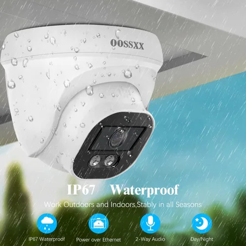 Miniatura 9 de OOSSXX Sistema de cámara de seguridad 4K PoE con monitor de 10 pulgadas, 4 cámaras con cable para exteriores e interiores, NVR de 4 canales