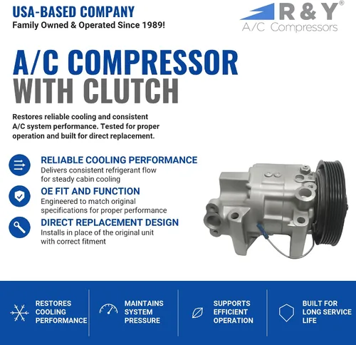 Miniatura 2 de Compresor de CA RYC y embrague de A/C FG460 (se adapta a Nissan Sentra 1.8L, 2.0L 2000, 2001, 2002, 2003, 2004, 2005, 2006)
