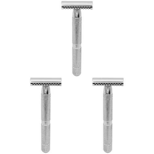 Beaupretty 3 piezas de afeitar de doble filo para hombre, herramienta de afeitar segura de acero inoxidable, perfecta para peluquería o hogar