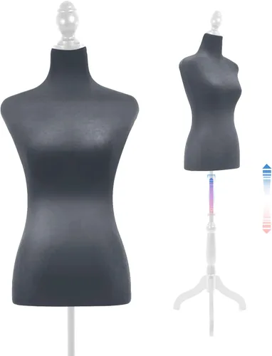Maniquí de costura de cuerpo femenino con soporte de 50 a 63 pulgadas, maniquí ajustable portátil para exhibición de ropa, base de trípode de