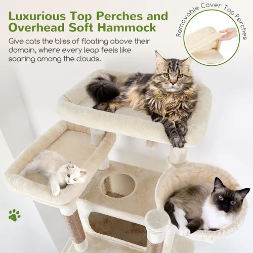 Miniatura 2 de Globlazer XXL Árbol Gigante para Gatos, Torre Alta de 83 Pulgadas de Alta Resistencia para Gatos Grandes de Interior, Casa de Gatos de Varios