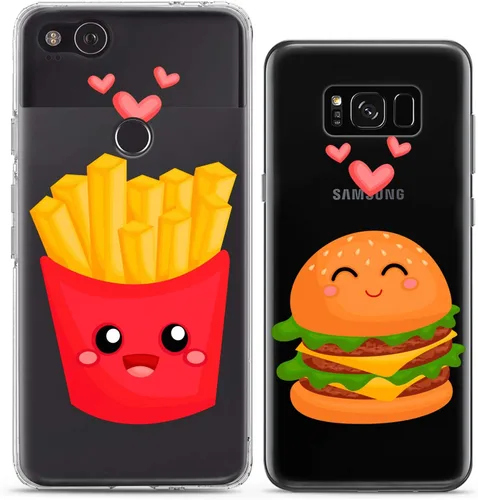 Miniatura 6 de Fundas a juego para parejas compatibles con iPhone 15 14 13 12 11 Pro Max Mini Xs 6s 8 Plus 7 Xr 10 SE 5 papas fritas transparente comida chatarra