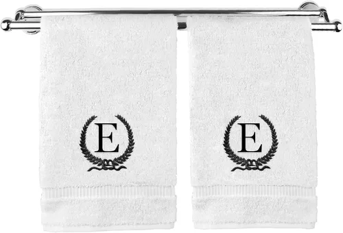 Miniatura 55 de Toalla de mano con monograma, regalo personalizado, 16 x 30 pulgadas, diseño de corona dorada bordada con letra blanca en toalla negra, extra