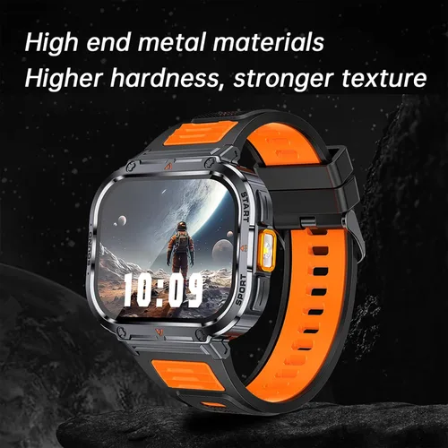Miniatura 8 de Loluka Reloj inteligente de pantalla grande para hombres, reloj inteligente militar HD de 2.0 pulgadas con linterna LED 5ATM, resistente al agua