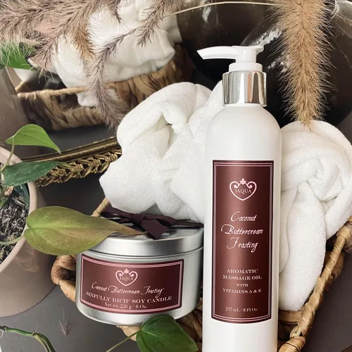 Miniatura 2 de Jaqua Aceite de masaje aromático para spa con aceite de jojoba, sésamo y girasol, glaseado de crema de mantequilla de coco