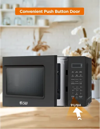 Miniatura 5 de Microondas Commercial CHEF de 0.7 pies cúbicos con 10 niveles de potencia, microondas de 700 W con pantalla digital, con cerradura de seguridad