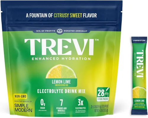 Miniatura 22 de TREVI™ Everyday - Electrolitos sin azúcar, paquetes de polvo de hidratación de mezcla de bebidas esenciales, 28 unidades, limonada de bayas