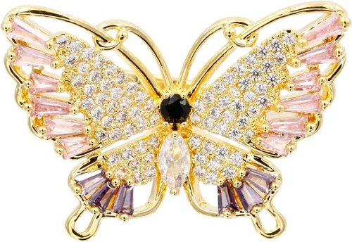 Miniatura 3 de Lavencious Anillo ajustable con diseño de mariposa con circonitas AAA y piedras de color para mujer