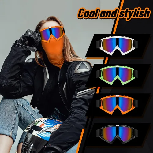Miniatura 4 de Tallew 4 piezas de gafas para motocicleta, moto de cross y ATV para hombres y mujeres, ajustables, resistentes al viento y 4 piezas de cubierta