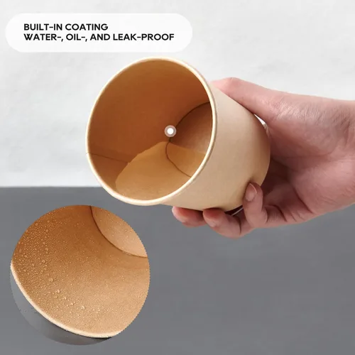 Miniatura 4 de JOLLY PARTY Paquete de 50 recipientes de papel para sopa de 16 onzas con tapas, vasos de papel desechables para alimentos, tazas de helado