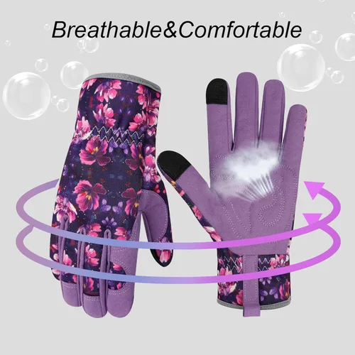 Miniatura 4 de Guantes de Jardinería de Cuero MERTURN para Mujeres, Guantes de Jardín a Prueba de Espinas, Guantes de Trabajo Compatibles con Pantalla Táctil