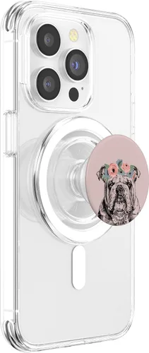 Miniatura 3 de Bulldog inglés con diadema floral para perro, mamá, PopSockets MagSafe PopGrip para iPhone