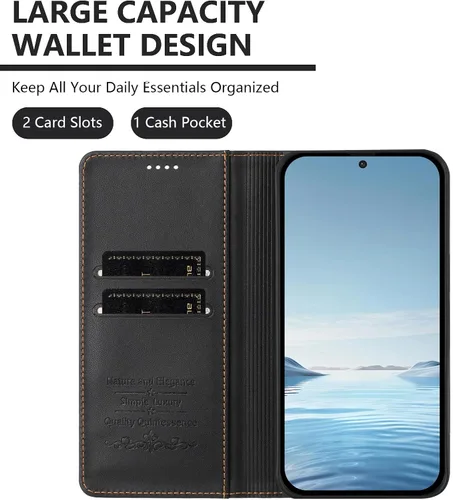 Miniatura 3 de Funda compatible con Tecno Spark Go 1 / 1S / Spark Go 2025, compatible con Tecno Pop 9 4G 【Bloqueo RFID】【Tarjetero con cierre magnético】 Marrón