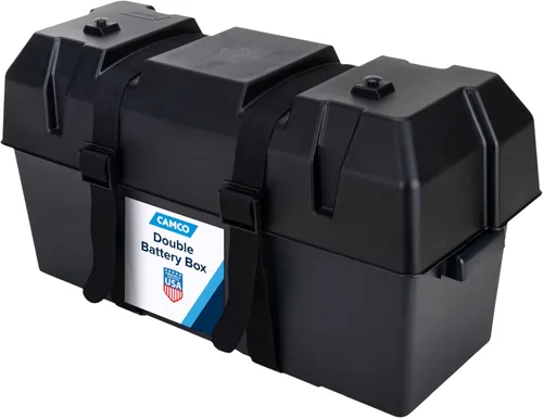 Miniatura 5 de Camco Caja de baterías grande con correas y herrajes - Grupo 27, 30, 31 Almacena de forma segura las baterías de RV, automotriz y marina Mide