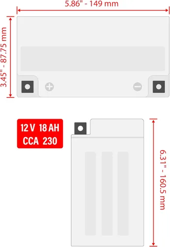 Miniatura 2 de Caltric Agm - Batería compatible con Kawasaki Vn1500 Vn-1500 Vulcan 1500 Classic 1996 1999-2008