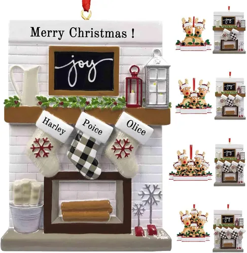 Miniatura 21 de Mantel de chimenea, adornos de Navidad personalizados para la familia, 2025, medias personalizadas, familia de 2, 3, 4, 5, 6 nombres, adorno