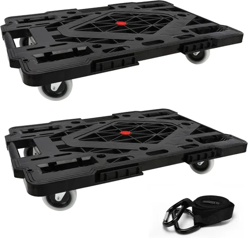 Nellyke Dolly para muebles, paquete de 2 ruedas grandes y planas, 4 ruedas, resistente, capacidad de 880 libras con cuerda de 120 pulgadas, ruedas