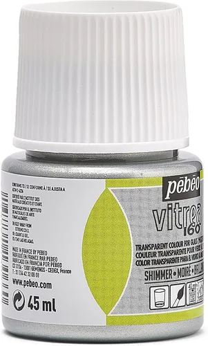 Miniatura 11 de Pebeo Vitrea 160, pintura de vidrio, botella de 1.5 fl oz, color plateado brillante Plata