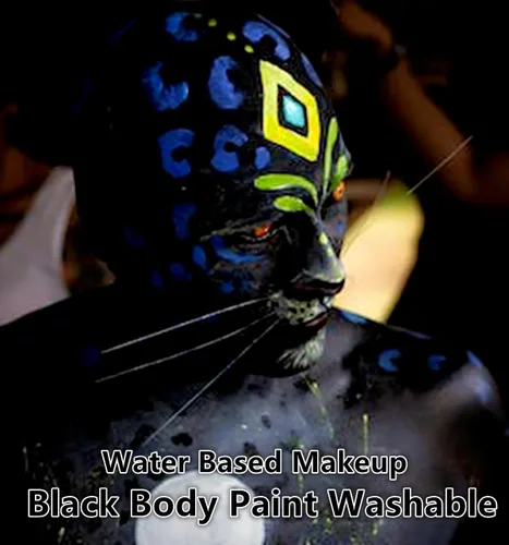 Miniatura 5 de Go Ho Pintura facial y corporal negra líquida (2.1 onzas), maquillaje negro a base de agua y pintura corporal para aerógrafo maquillaje especial FX