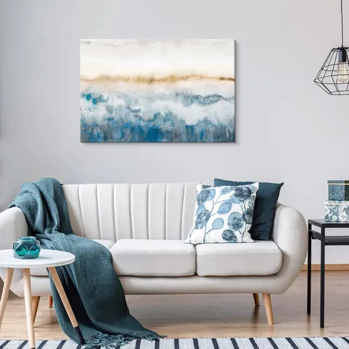 Miniatura 17 de 7Fisionart Abstract Coastal Ocean Beach Wall Art Blue Sea Waves Canvas Print Neutral Pastel Seascape Poster Modern Minimalist Coastal Wall Decor For