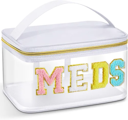 Miniatura 21 de Geetery Bolsa de Letras de Chenilla, Estuches de Viaje Meds Cheer Regalos para Porristas Bolsa de Cosméticos Maquillaje de Nylon Portátil Preppy