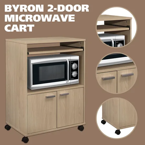 Miniatura 3 de Kings Brand Furniture Byron - Armario de microondas con almacenamiento y estante superior extraíble, carrito de almacenamiento de cocina de 2