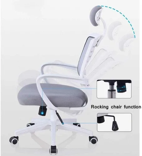 Miniatura 2 de Mesh High Back Super Soft Gray Rotating Office Chair with Support and Fixed Armrest(D)