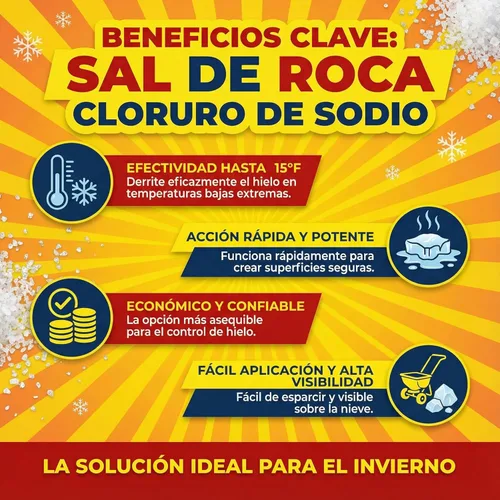Miniatura 4 de Sal para Nieve, descongelador de sal para nieve y hielo, ideal para calzadas, pasarelas y escalones (45 lb)