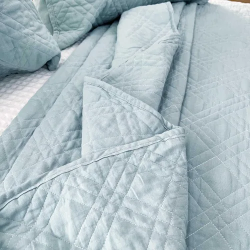Miniatura 4 de DerF HOME Juego de edredón 100% algodón, tamaño Queen, ligero con costuras, colcha reversible suave para todas las estaciones, juego de ropa de cama