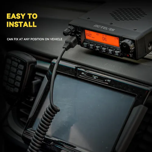 Miniatura 6 de Retevis RA87 GMRS Radio móvil, estación base de transceptor móvil de alta potencia con cable, 8 canales repetidores, Chirp, reloj dual, radio