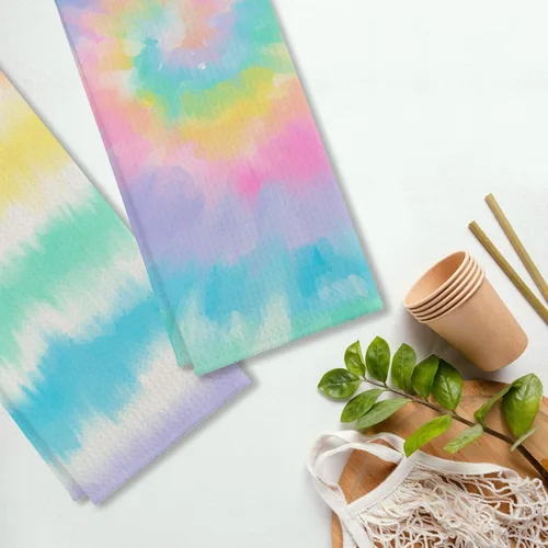 Miniatura 4 de EIONEY Toallas de cocina y paños de cocina de algodón con diseño de remolinos en espiral de teñido anudado pastel retro hippie pastel, toalla