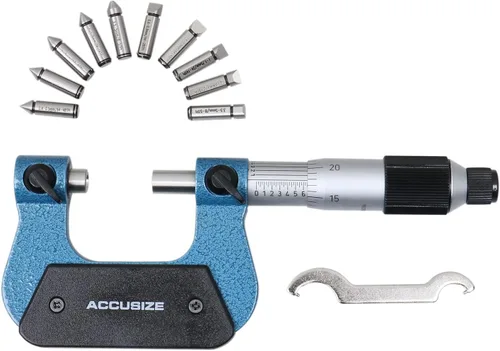 Miniatura 13 de Accusize Industrial Tools 0-1'' por 0.001'' micrómetro de rosca de tornillo con 5 yunque en caja ajustada, S916-C750