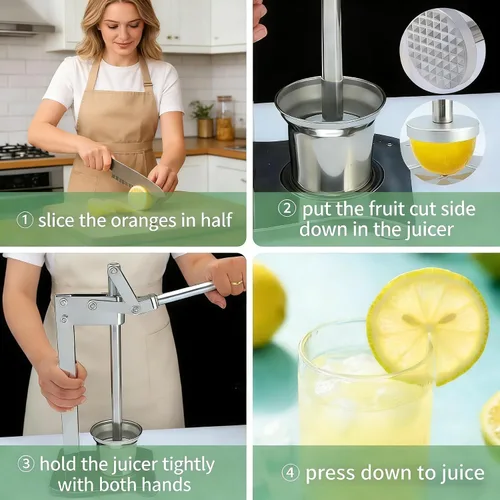Miniatura 5 de Exprimidor manual de cítricos de acero inoxidable, exprimidor manual de cítricos – Exprimidor de mano resistente para lima naranja, prensa de frutas
