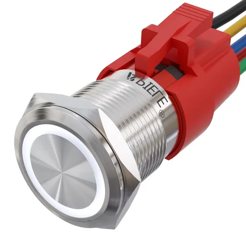 Miniatura 17 de APIELE Interruptor momentáneo de botón de encendido y apagado de 0.748 in de aleación de aluminio con cabezal de ojo de ángel LED de 12 V