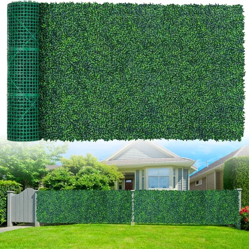 Miniatura 9 de Grooy Paneles de rollo artificiales de madera de boj, 40" x 120" (33.33 pies cuadrados) Pantalla de valla de privacidad con hojas de hiedra