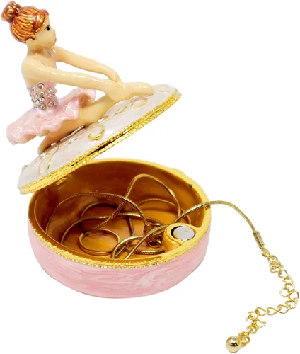 Miniatura 2 de Caja de joyería de bailarina rosa con texto en inglés "Bejeweled