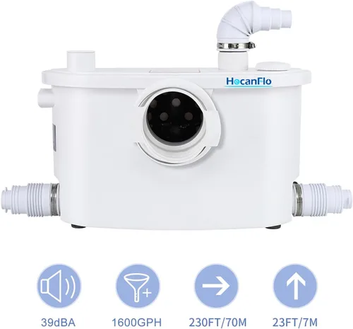 Miniatura 5 de 500pro - Bomba maceradora con cuchillas impulsoras, bomba de alcantarillado, 3 conexiones para baño, fregadero, sótano, eliminación de agua