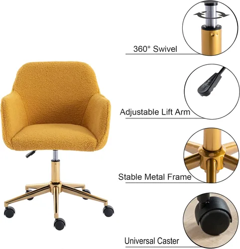 Miniatura 6 de Silla moderna de peluche para oficina en casa, silla giratoria ajustable para sala de estar, bonito escritorio para adolescentes, decoración