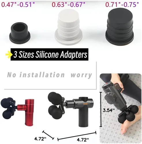Miniatura 6 de Cabezal masajeador con 4 bolas redondas, pistola de masaje, cabezales suaves, repuesto de 4 bolas de cabezal de masaje con adaptadores de silicona