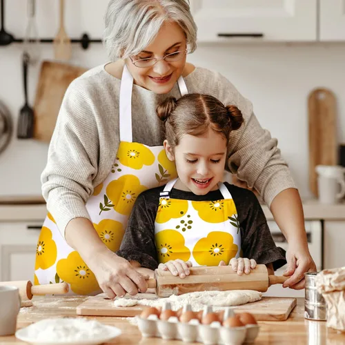 Miniatura 5 de Mommy and Me Apron Set, 2PCS Matching Aprons for Kids and Adults with Pocket, Adjustable Cute Kids Apron for Backing